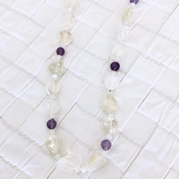 Vintage Opal Rock Crystal & Amethyst Necklace